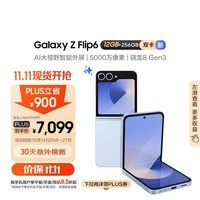 三星Samsung Galaxy Z Flip6 AI手机 折叠屏手机 披荆斩棘哥哥同款 智能外屏 双卡 12GB+256GB 夏沫蓝