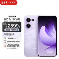 OPPO Reno13 超美小直屏 AI高清实况照片 IP69满级防水 双芯抢网 5G智能拍照手机 蝶蝶紫 12GB+256GB 标准版