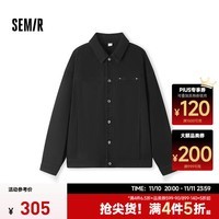 森马（Semir）[商场同款]夹克男2024秋季新款做旧复古工装外套宽松纯棉上衣 黑色90001 170/88A/M