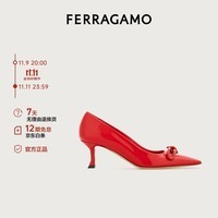 菲拉格慕（Ferragamo）女士红色蝴蝶结猫跟高跟鞋 0771544_1D _ 60/36.5 礼物送女友