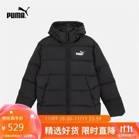 PUMA运动羽绒服男秋季新款户外保暖蓬松连帽外套 672411 XL