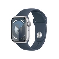 Apple Watch Series 9 智能手表GPS款41毫米银色铝金属表壳 风暴蓝色运动型表带M/L 健康手表S9 MR913CH/A