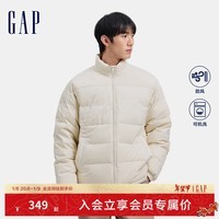 Gap男女装2024秋冬新款刺绣logo小立领防风羽绒服678656纯色外套 象牙白 3XL (185/108A) 亚洲尺码