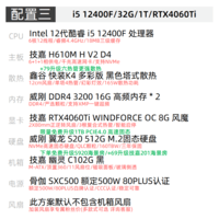 技嘉13代i5 13400F/RTX4060Ti系列电竞DIY游戏直播16G设计AI绘图办公全家桶家用台式电脑主机整机 配三：12400F+RTX4060Ti