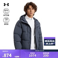 安德玛（UNDERARMOUR）ColdGear Infrared男子褶皱感运动休闲鸭绒羽绒服1378830 暴雨灰044 XXL