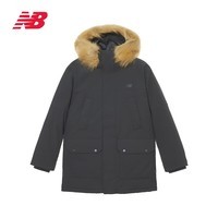 NEW BALANCE NB 纯色百搭加厚保暖中长款派克连帽鸭绒羽绒服 男款 AMJ44300-ACK M 身高170CM