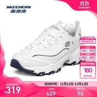 斯凯奇（Skechers）老爹鞋四季绿色休闲舒适运动百搭厚底熊猫鞋女鞋99999863 白色/海军蓝色/WNV 37