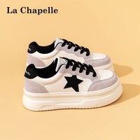 拉夏贝尔（La Chapelle）女鞋2024秋季厚底增高休闲鞋低帮软底百搭板鞋女 米黑 37