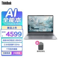 ThinkPad 联想ThinkBook14/16锐龙版 商务轻薄办公笔记本电脑 学生电脑120Hz 2024新品上市 R5 8645H 16G 1TB 02CD16英寸