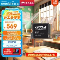 Crucial英睿达 美光P310 1TB SSD固态硬盘 2230 M.2(NVMe PCIe4.0*4)7100MB/s 适配SteamDeck掌机笔记本