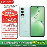 OPPO K12 5G 12GB+256GB 青云 100W+5500mAh续航组合 第三代骁龙7旗舰芯 直屏新款游戏智能学生 AI手机