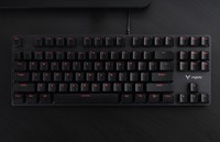 雷柏（Rapoo） V500合金版 机械键盘 有线键盘 游戏键盘 87键 吃鸡键盘 电脑键盘 笔记本键盘 黑色 黑轴