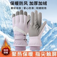 车小骋电动车保暖滑雪手套冬季男女防寒骑行手套摩托车触屏手套紫色