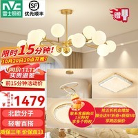 雷士（NVC）北欧轻奢魔豆分子网红led客厅灯餐厅灯卧室灯吊灯灯具全屋灯饰 荐-【北欧风】三室两厅餐吊灯