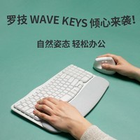 罗技（Logitech）人体工学系列Wave Keys无线蓝牙键盘舒适掌托办公配备软垫波浪高低设计可同时连接3设备 Wave Keys白色