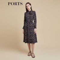 PORTS宝姿商场同款春季新品女装碎花中长针织连衣裙LD8D010PPT085 黑色印花 4