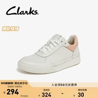 Clarks其乐女鞋艺动板鞋系列春小白鞋透气单鞋时尚休闲运动鞋 白色/沙色/玫瑰粉 261646144 35.5