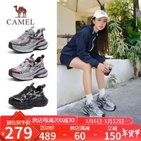 骆驼（CAMEL）【银月】老爹鞋女新潮撞色厚底休闲鞋 L24A283742 灰/枪/黑 39