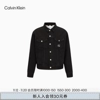 Calvin Klein Jeans秋冬男士时尚简约LOGO布标翻领夹棉牛仔外套J321273 1AP-黑色 L