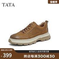 他她（TATA）英伦厚底休闲鞋男鞋皮鞋真皮爸爸鞋2024秋季新款VHP01CM4 土黄 41