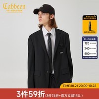 卡宾男装条纹休闲西服23秋新款LOGO章仔外套商场同款B2233133005 煤黑色01 52/180/XL