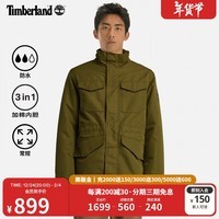 添柏岚（Timberland）官方男装冲锋三合一外套户外防水棉服|A2H9M A2H9M302/深橄榄绿 XS