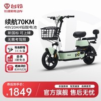 台铃电动车大麦电动自行车48V20AH铅酸长续航70KM新国标可上牌电瓶车 韵彩绿 48v20Ah纯电40-75km