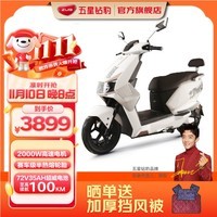 五星钻豹电动车2000W高速电动摩托车72V35AH长续航电瓶车外卖车 X3 新款 繁星白(卡秀)/亮光帝金