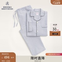 布克兄弟（BrooksBrothers）男士时尚简约格纹亲肤柔软睡衣套装 B345-蓝色格纹 L