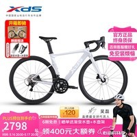 喜德盛公路自行车2025款AD300铝架20速油压碟刹破风弯把竞技单车 奶油黄/白 【整车发货】 480mm
