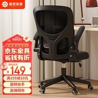 星恺（XINGKAI）电脑椅子办公椅电竞椅人体工学椅家用升降转椅 BG215全黑基础款