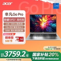 宏碁（acer）非凡Go Pro 14英寸轻薄本 2.8K 120Hz 办公本笔记本电脑学生 (13代酷睿i7 16G 1T)银河灰