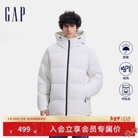 Gap男女装2024秋冬新款防风防雨微弹立领连帽羽绒服外套678668 白色 170/92A(M) 亚洲尺码