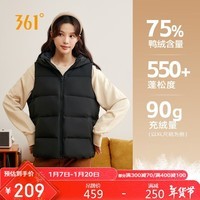 361°羽绒服马甲女士秋冬季运动休闲外穿背心短款连帽外套662444401-4