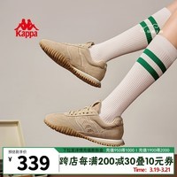 KAPPA卡帕女鞋复古德训鞋女2024秋季新款软底跑步鞋女轻便休闲运动鞋女 灰卡其 37