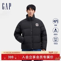 Gap男女装2024秋冬新款防风防泼水刺绣logo立领羽绒服外套677674 黑色 175/96A(L) 亚洲尺码