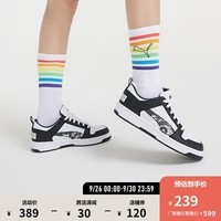 彪马（PUMA）官方男女低帮经典复古迷彩风百搭透气轻便板鞋REBOUND368876 黑色-白-01 43