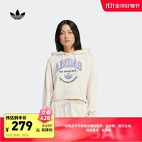 adidas宽松印花运动连帽卫衣女装阿迪达斯官方三叶草 奇妙白 S