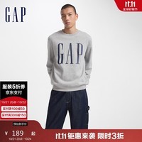 GAP男女装2024初秋字母印花大logo圆领卫衣抓绒简约经典款上衣609136