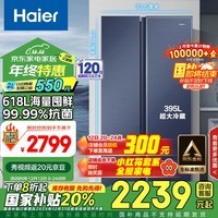 海尔（Haier）618升风冷无霜对开门双开门电冰箱家用一级能效变频节能超薄大容量保鲜智能BCD-618WGHSSEDBL