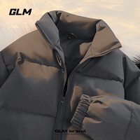 GLM男士加厚棉服冬季保暖休闲立领款青少年纯色时尚棉袄宽松防寒棉衣 深灰#GL纯色 XL