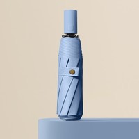 美度（MAYDU）全自动太阳伞女三折遮阳伞黑胶防晒防紫外线晴雨伞两用折叠伞 雾霾蓝