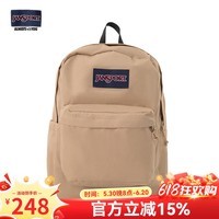 JANSPORT杰斯伯书包轻便双肩包男女旅行包简约背包电脑包学生校园 4QUE7R5奶咖/卡其色-侧袋+隔层