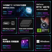 ROG魔霸X 2024电竞游戏台式机电脑主机(14代酷睿i7-14700KF 16G 1TB SSD RTX4070 12G)