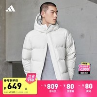 adidas 600蓬拒水防风保暖鸭绒羽绒服面包服男女同款冬季阿迪达斯 汉玉白 M