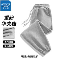 真维斯（JEANSWEST）休闲裤子男秋冬季新款百搭华夫格束脚裤青少年潮流宽松运动长裤 灰色 3XL(推荐160-170斤 )