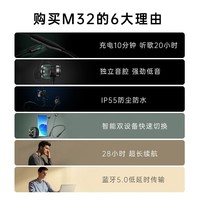 OPPO Enco M32 挂脖式运动无线蓝牙耳机 颈挂式长续航 游戏音乐耳机通用华为苹果一加手机 雅绿 官方标配