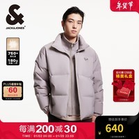 杰克·琼斯（JACK&JONES）冬潮时尚反光字母双立领假两件宽松短款羽绒服外套男装224412032 E12 漂流木 L