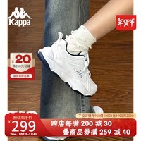 KAPPA卡帕女鞋老爹鞋女2025春季新款休闲百搭小白鞋低帮厚底潮流运动鞋 漂白/影蓝 38