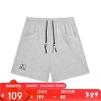 特步运动裤女IP三丽鸥针织短裤976228600235 浅麻灰24 2XL
